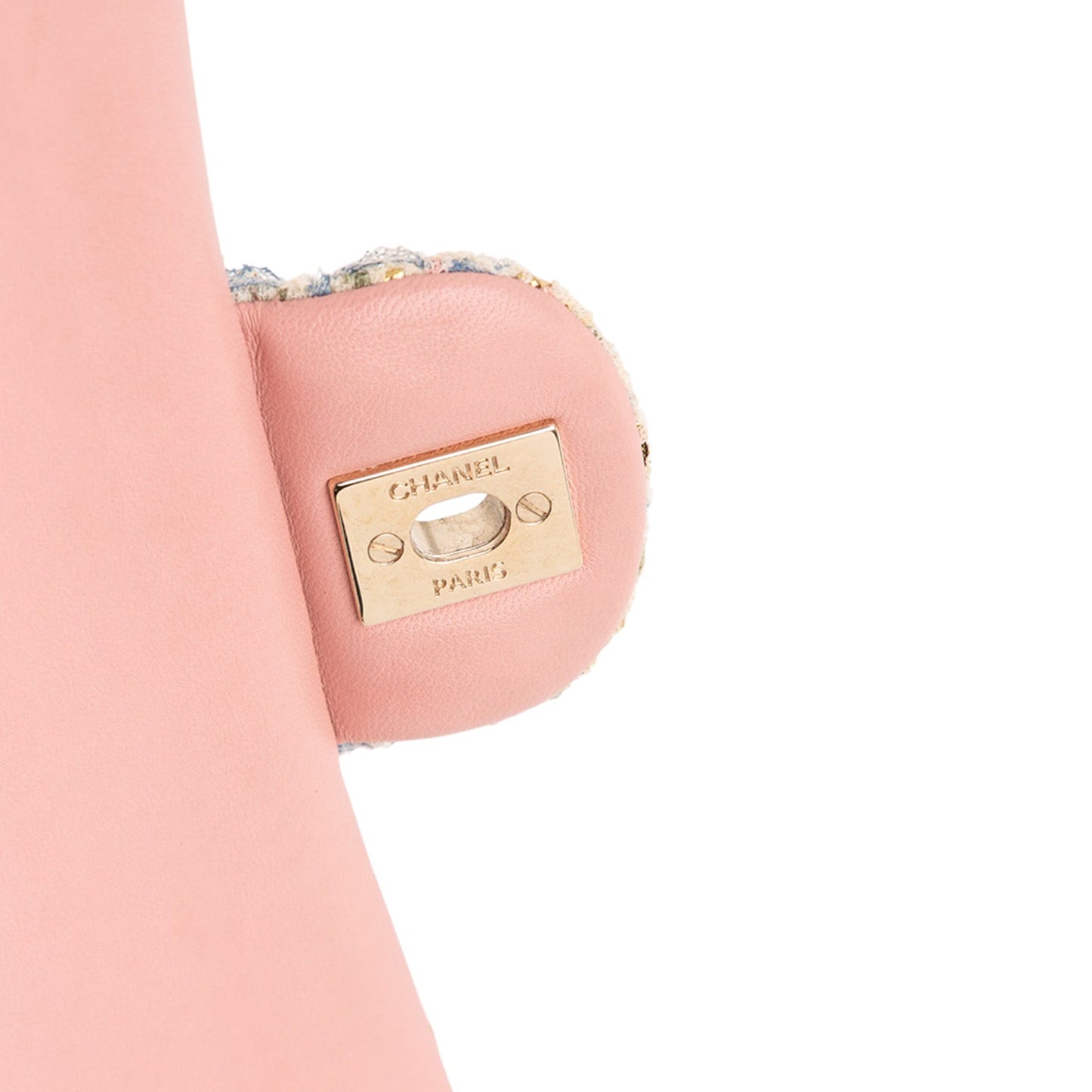 Second hand Chanel Classic Double Flap Medium Tweed Shoulder Bag Pink - Tabita Bags