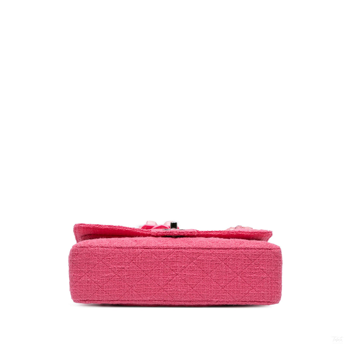 Second hand Chanel Classic Double Flap Medium Tweed Shoulder Bag Pink - Tabita Bags
