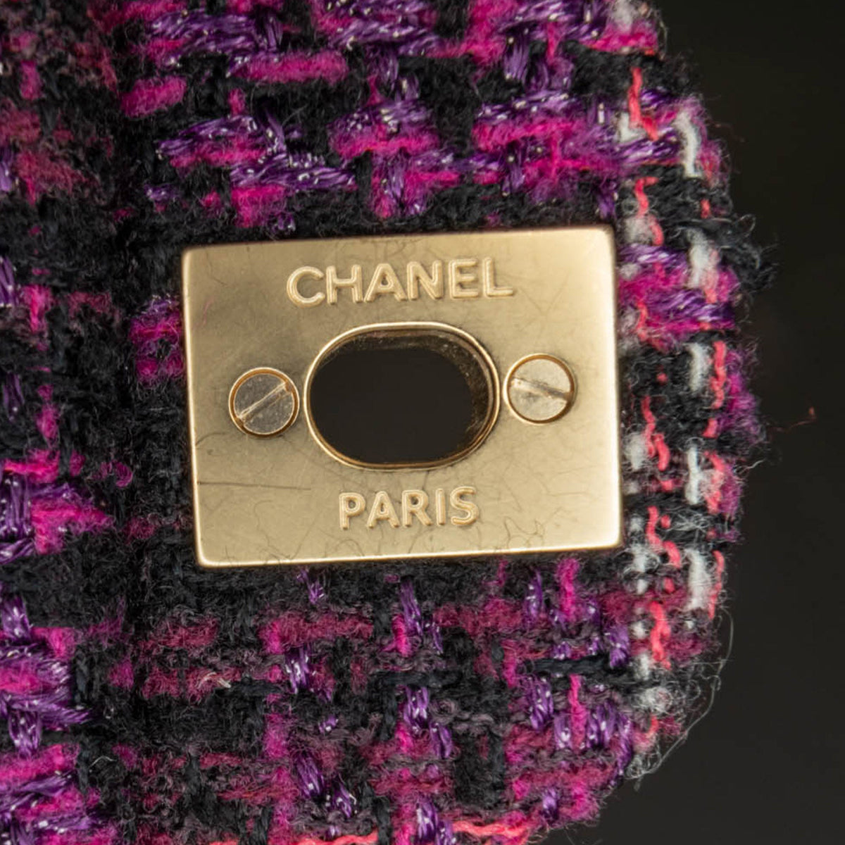 Second hand Chanel Classic Double Flap Medium Tweed Shoulder Bag Purple - Tabita Bags