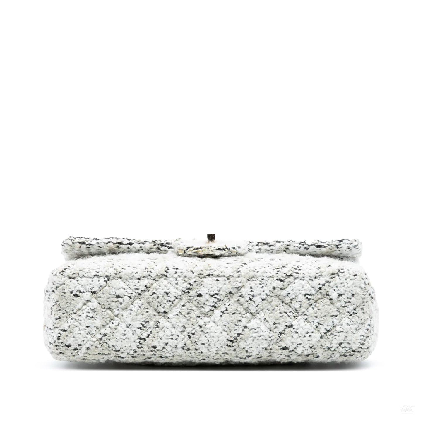 Second hand Chanel Classic Double Flap Medium Tweed Shoulder Bag White - Tabita Bags