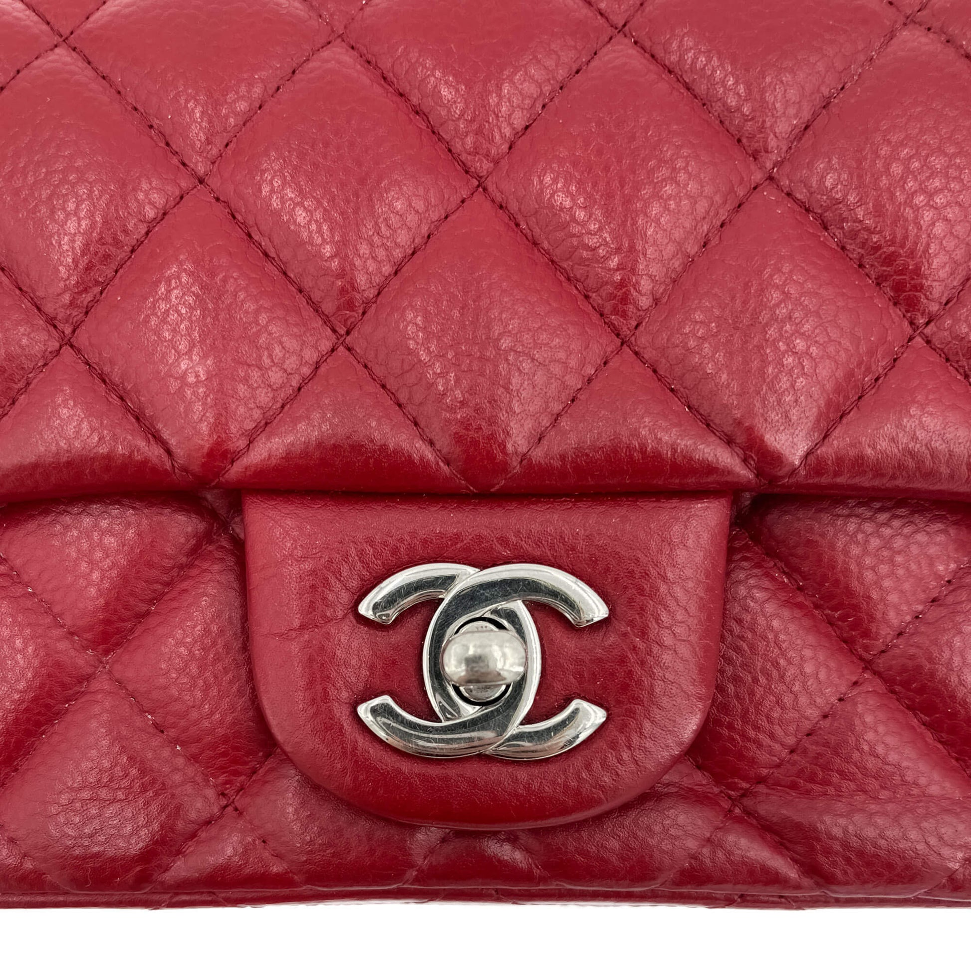 Second hand Chanel Classic Double Flap Mini Matelassè Caviar Leather 2 - Ways Flap Bag Dark Bordeaux - Tabita Bags