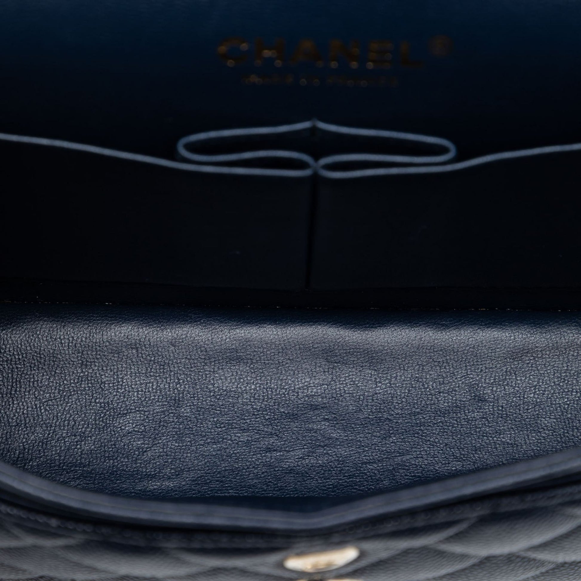 Second hand Chanel Classic Double Flap Small Caviar Leather Matelassè Shoulder Bag Blue - Tabita Bags