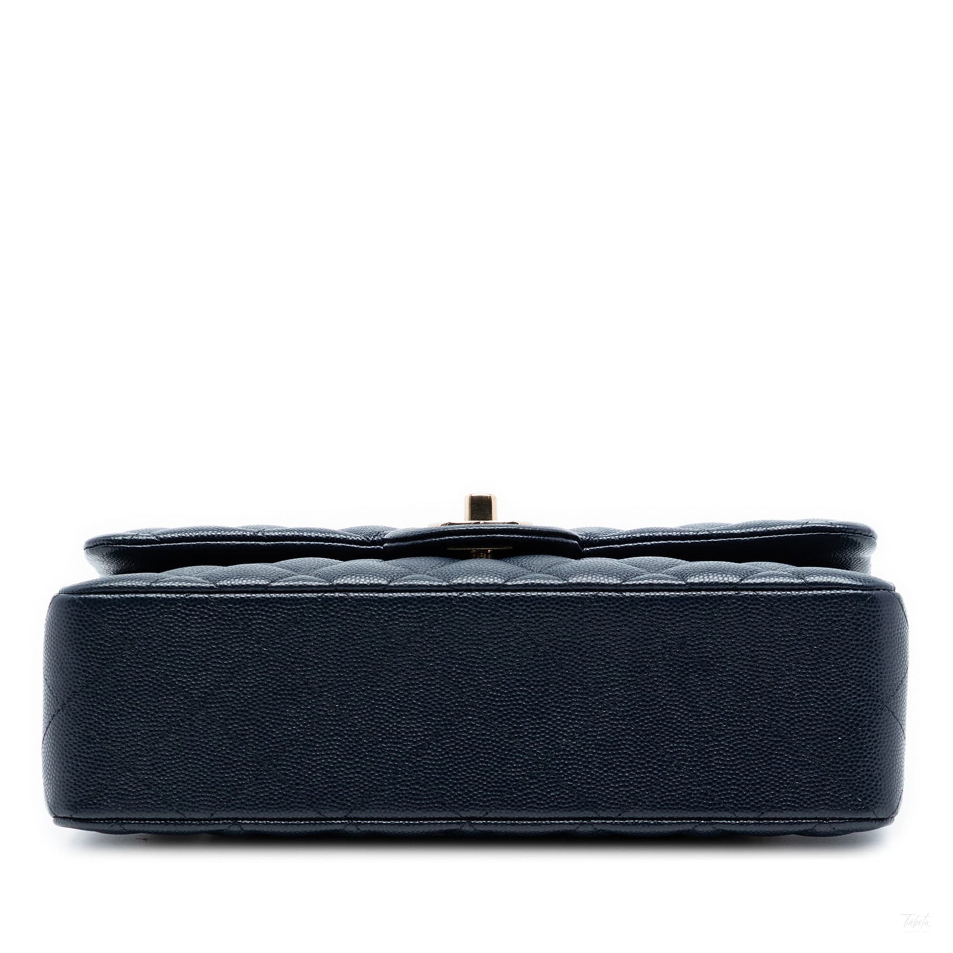 Second hand Chanel Classic Double Flap Small Caviar Leather Matelassè Shoulder Bag Blue - Tabita Bags