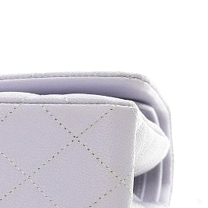 Second hand Chanel Classic Double Flap Small Caviar Leather Matelassè Shoulder Bag Purple - Tabita Bags