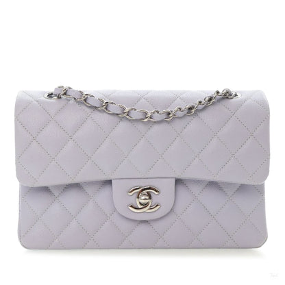 Second hand Chanel Classic Double Flap Small Caviar Leather Matelassè Shoulder Bag Purple - Tabita Bags