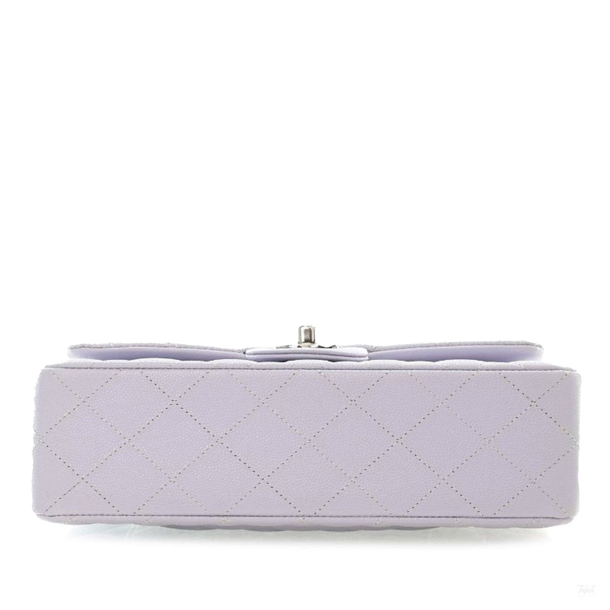 Second hand Chanel Classic Double Flap Small Caviar Leather Matelassè Shoulder Bag Purple - Tabita Bags