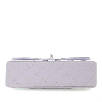 Second hand Chanel Classic Double Flap Small Caviar Leather Matelassè Shoulder Bag Purple - Tabita Bags