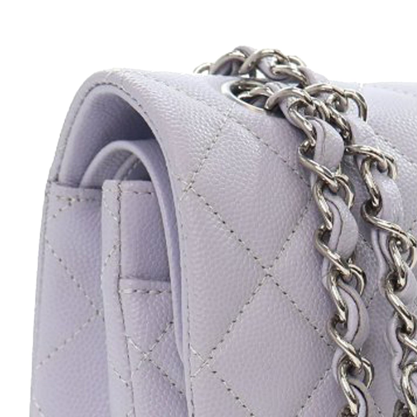 Second hand Chanel Classic Double Flap Small Caviar Leather Matelassè Shoulder Bag Purple - Tabita Bags