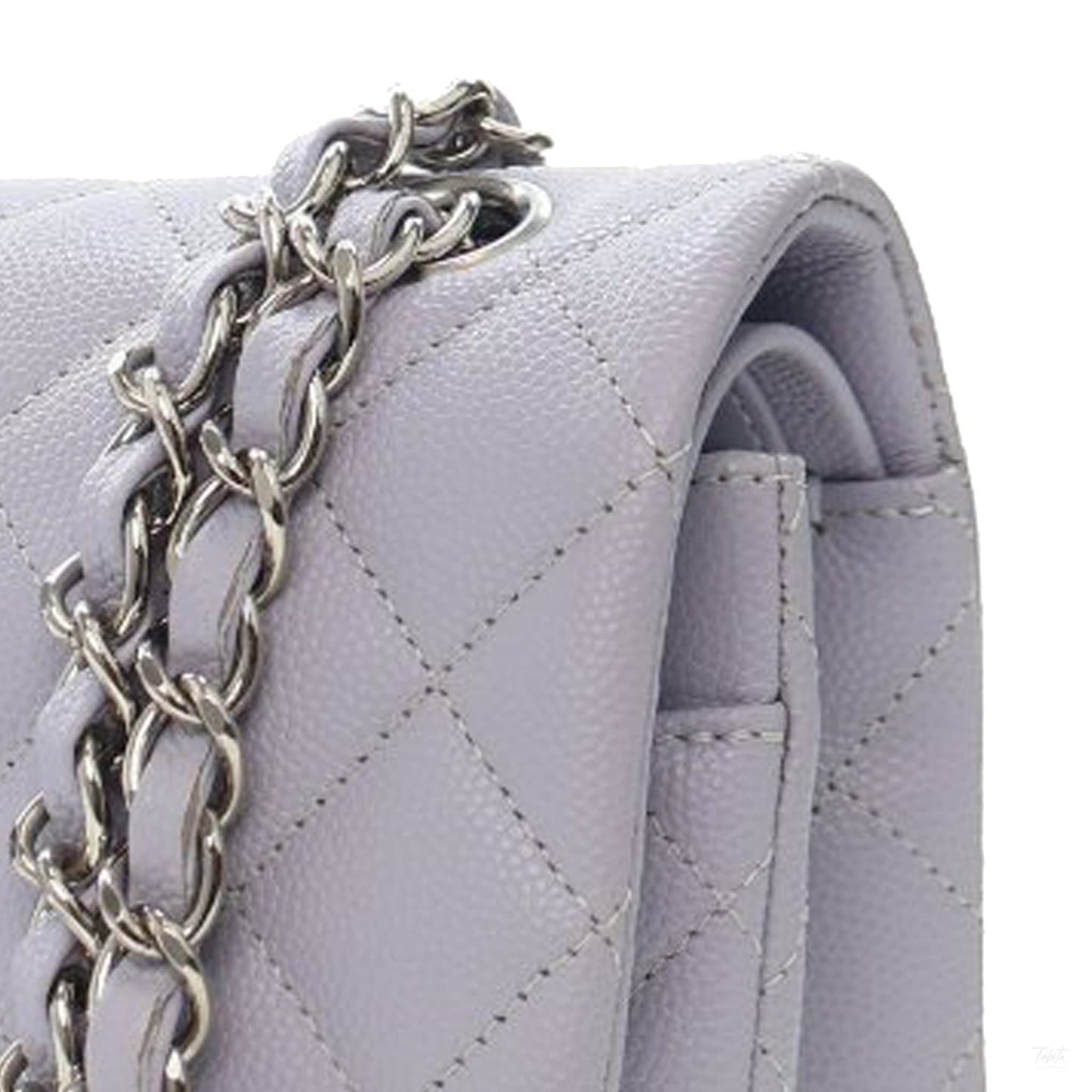 Second hand Chanel Classic Double Flap Small Caviar Leather Matelassè Shoulder Bag Purple - Tabita Bags