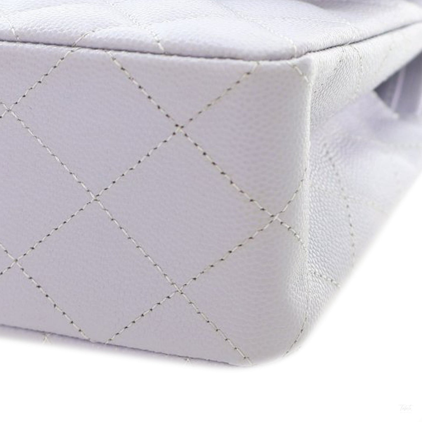 Second hand Chanel Classic Double Flap Small Caviar Leather Matelassè Shoulder Bag Purple - Tabita Bags