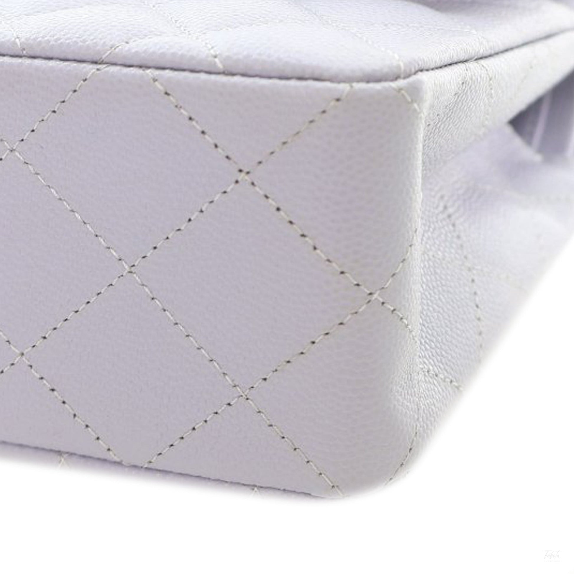 Second hand Chanel Classic Double Flap Small Caviar Leather Matelassè Shoulder Bag Purple - Tabita Bags