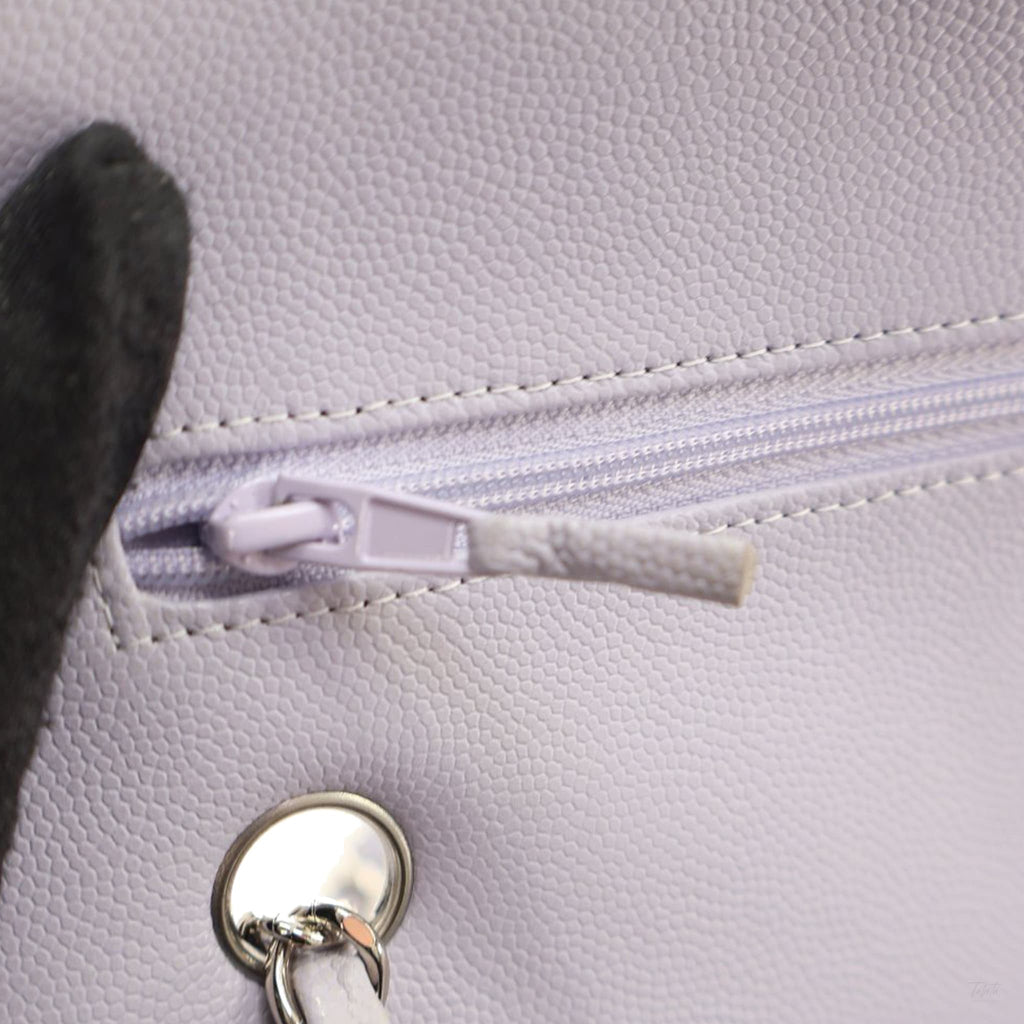 Second hand Chanel Classic Double Flap Small Caviar Leather Matelassè Shoulder Bag Purple - Tabita Bags