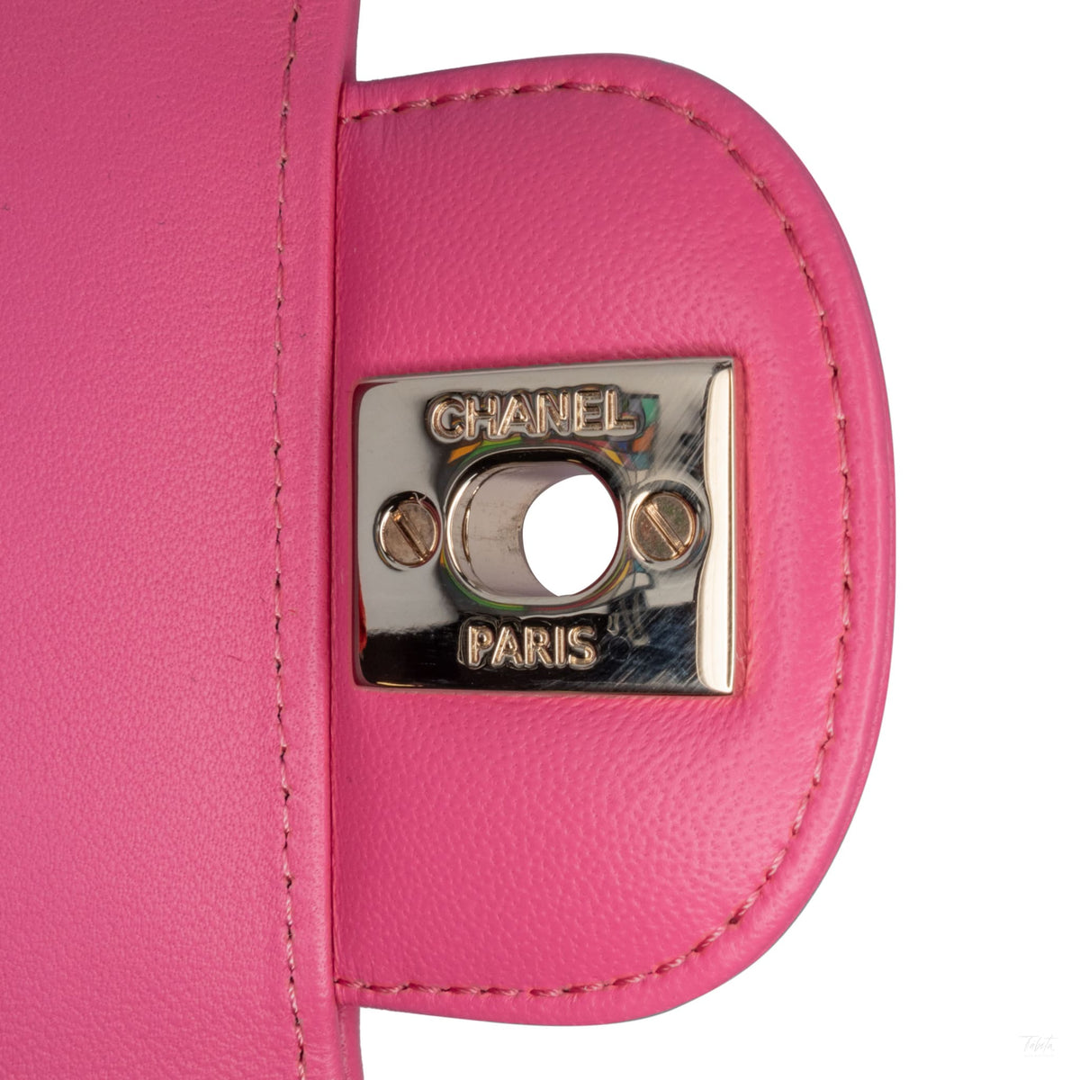 Second hand Chanel Classic Double Flap Small Lambskin Leather Chevron Shoulder Bag Pink - Tabita Bags