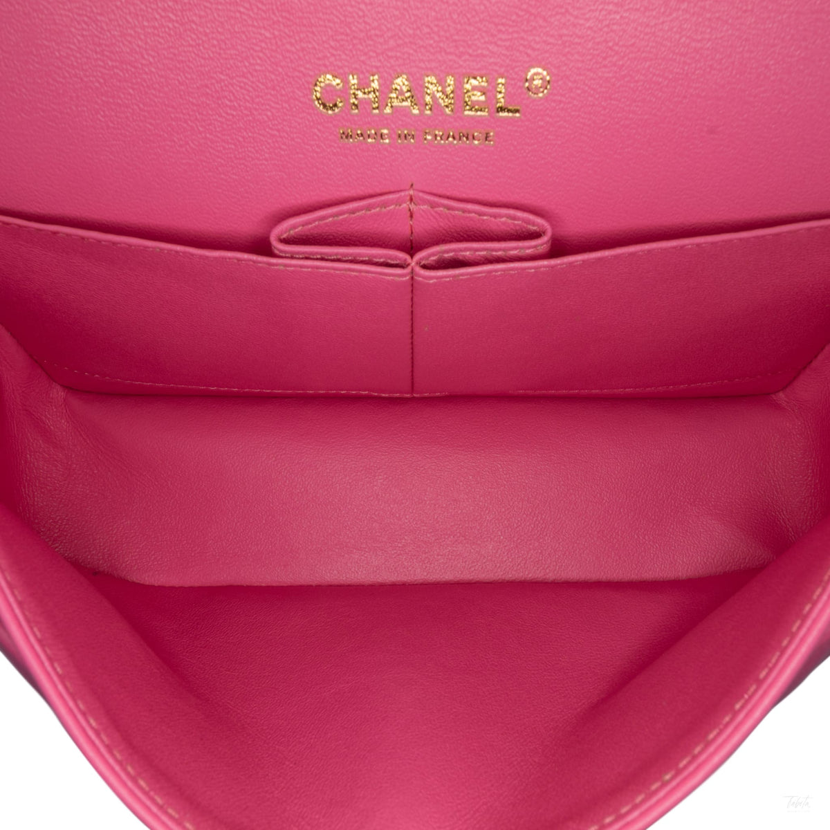 Second hand Chanel Classic Double Flap Small Lambskin Leather Chevron Shoulder Bag Pink - Tabita Bags