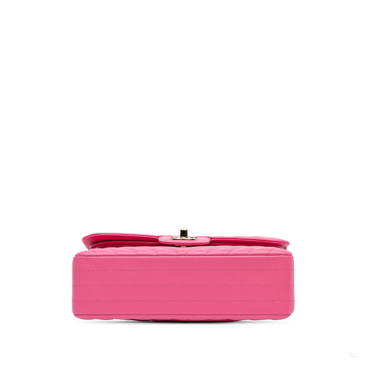Second hand Chanel Classic Double Flap Small Lambskin Leather Chevron Shoulder Bag Pink - Tabita Bags