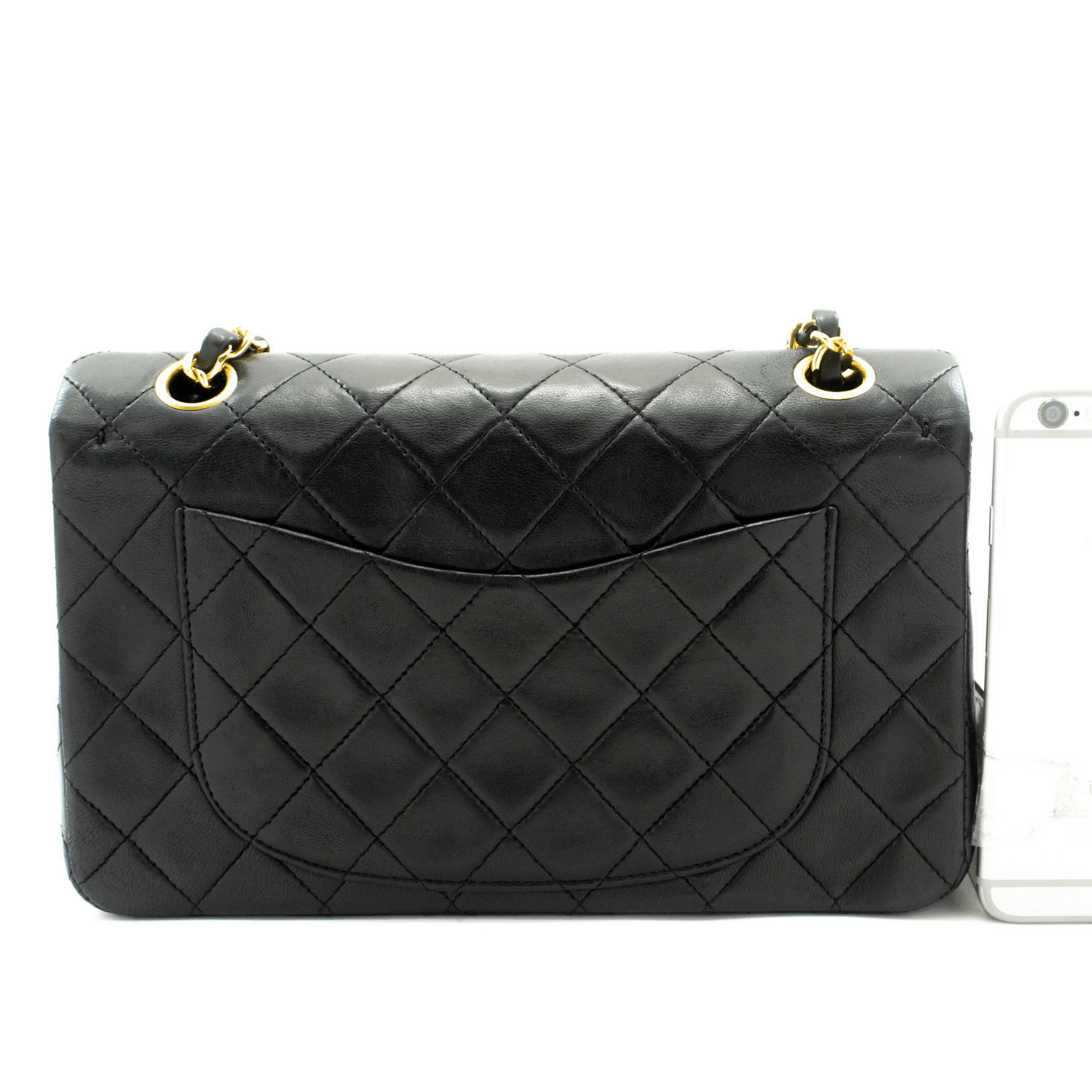 Second hand Chanel Classic Double Flap Small Lambskin Leather Matelassè Shoulder Bag Black - Tabita Bags