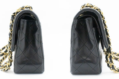 Second hand Chanel Classic Double Flap Small Lambskin Leather Matelassè Shoulder Bag Black - Tabita Bags