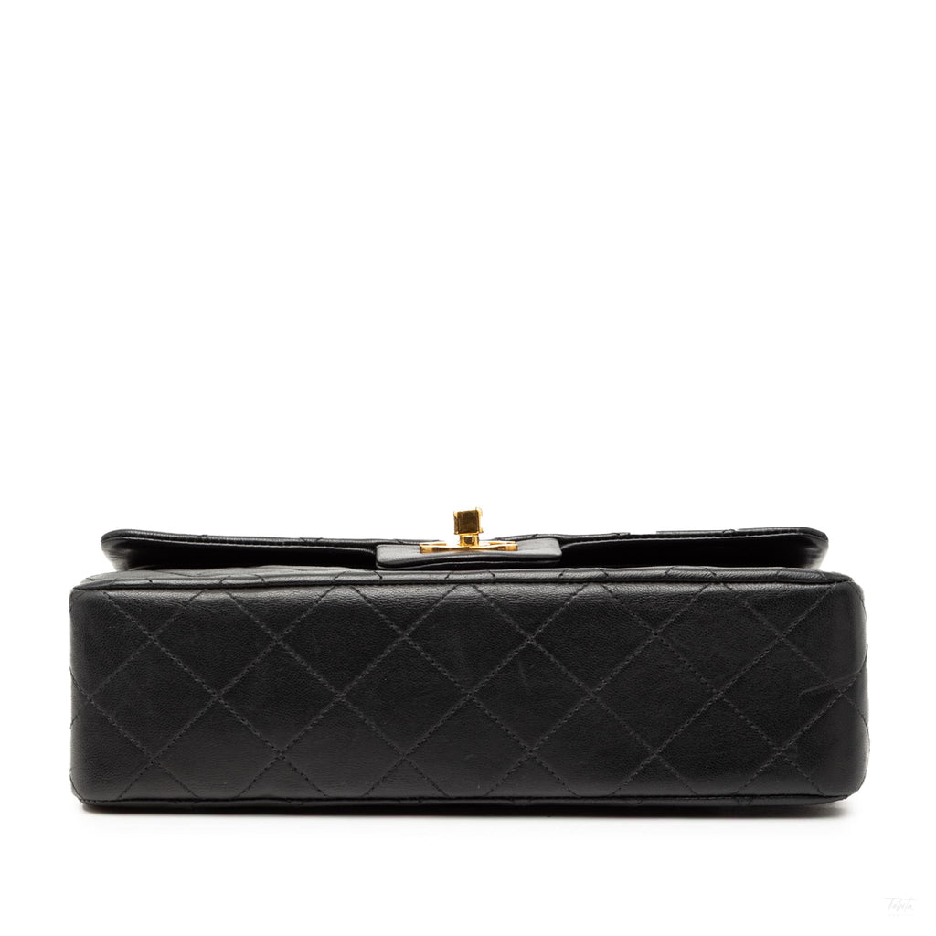 Second hand Chanel Classic Double Flap Small Lambskin Leather Matelassè Shoulder Bag Black - Tabita Bags