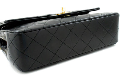 Second hand Chanel Classic Double Flap Small Lambskin Leather Matelassè Shoulder Bag Black - Tabita Bags
