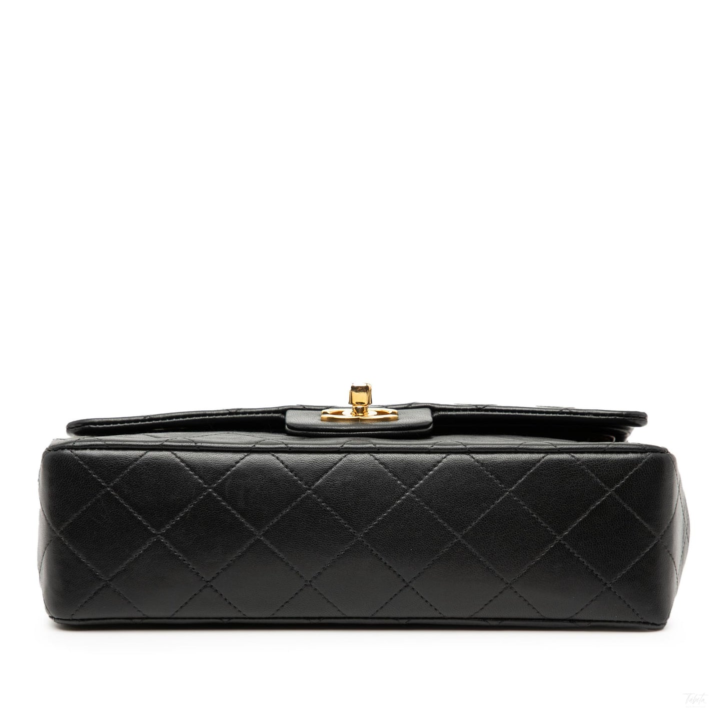 Second hand Chanel Classic Double Flap Small Lambskin Leather Matelassè Shoulder Bag Black - Tabita Bags
