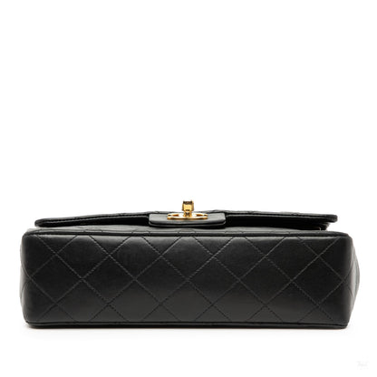 Second hand Chanel Classic Double Flap Small Lambskin Leather Matelassè Shoulder Bag Black - Tabita Bags