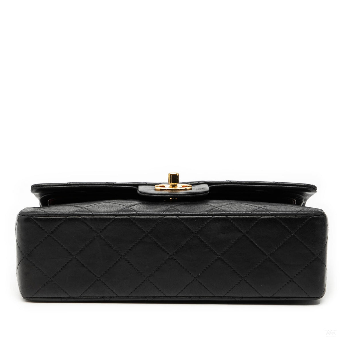 Second hand Chanel Classic Double Flap Small Lambskin Leather Matelassè Shoulder Bag Black - Tabita Bags