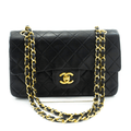 Second hand Chanel Classic Double Flap Small Lambskin Leather Matelassè Shoulder Bag Black - Tabita Bags
