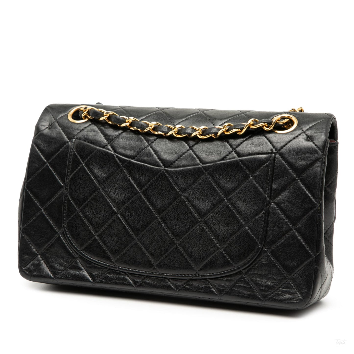 Second hand Chanel Classic Double Flap Small Lambskin Leather Matelassè Shoulder Bag Black - Tabita Bags