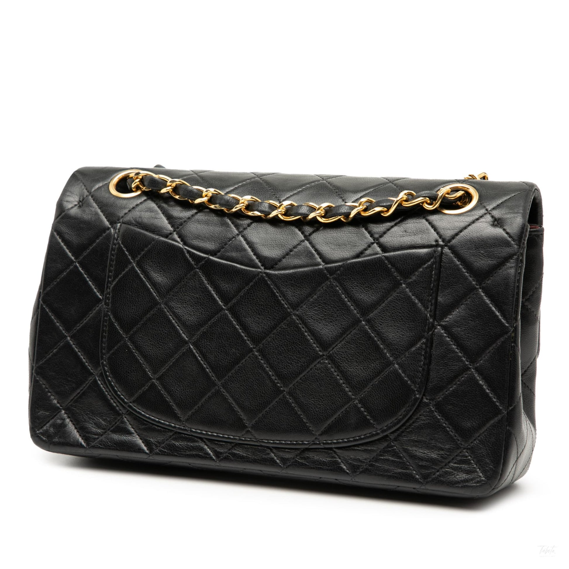Second hand Chanel Classic Double Flap Small Lambskin Leather Matelassè Shoulder Bag Black - Tabita Bags