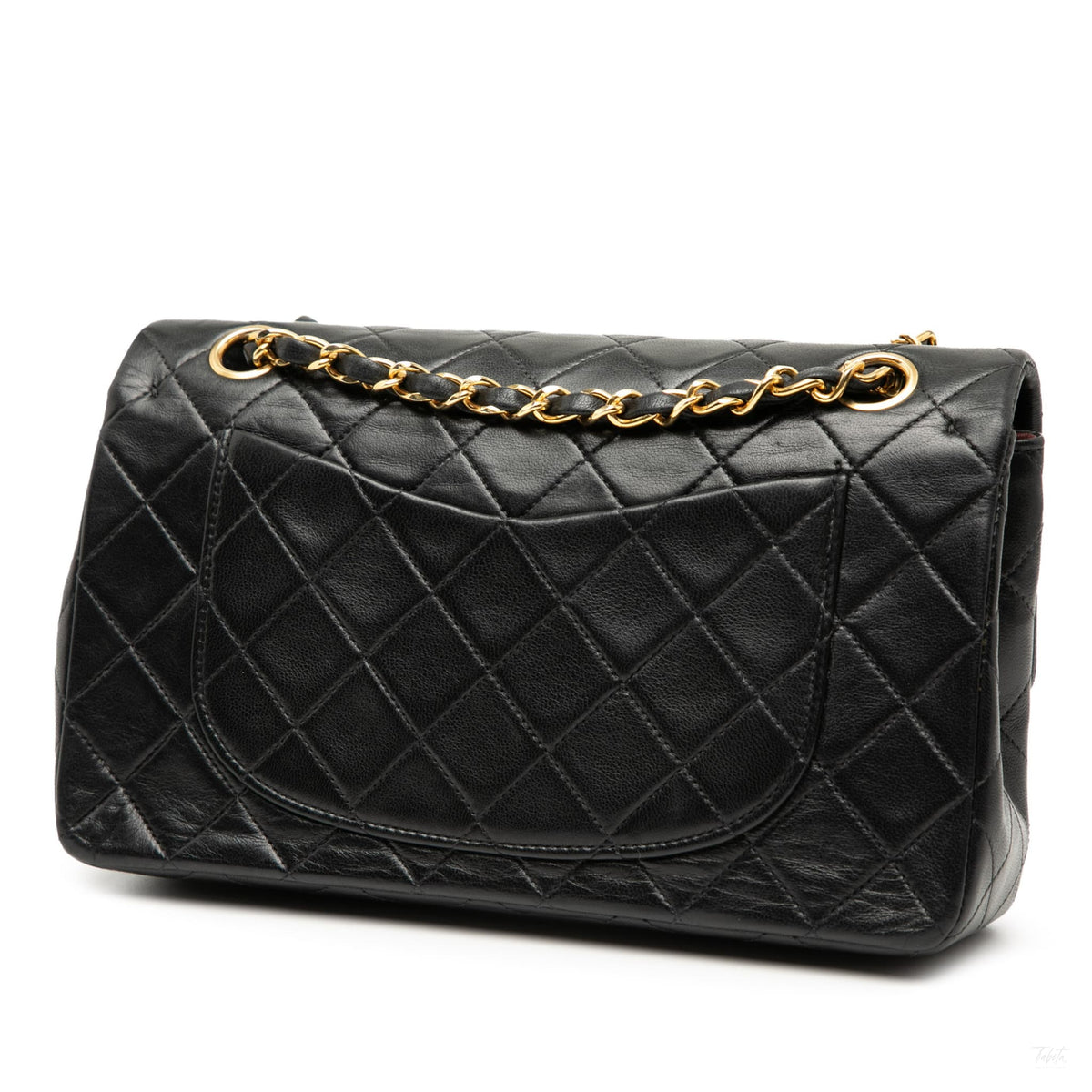 Second hand Chanel Classic Double Flap Small Lambskin Leather Matelassè Shoulder Bag Black - Tabita Bags