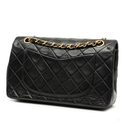 Second hand Chanel Classic Double Flap Small Lambskin Leather Matelassè Shoulder Bag Black - Tabita Bags