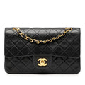 Second hand Chanel Classic Double Flap Small Lambskin Leather Matelassè Shoulder Bag Black - Tabita Bags