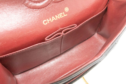 Second hand Chanel Classic Double Flap Small Lambskin Leather Matelassè Shoulder Bag Black - Tabita Bags