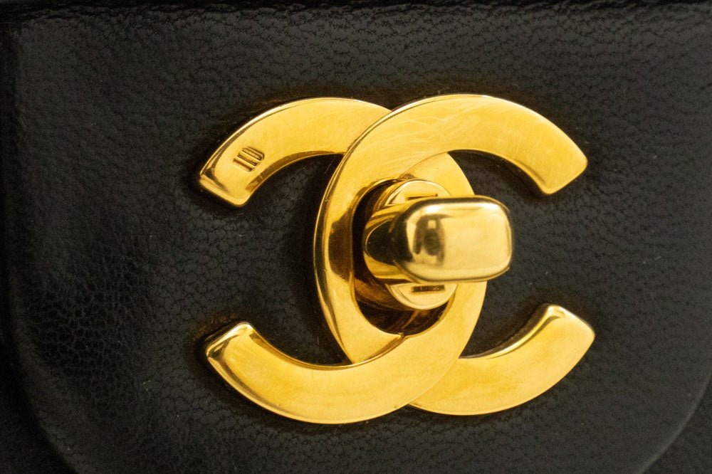 Second hand Chanel Classic Double Flap Small Lambskin Leather Matelassè Shoulder Bag Black - Tabita Bags