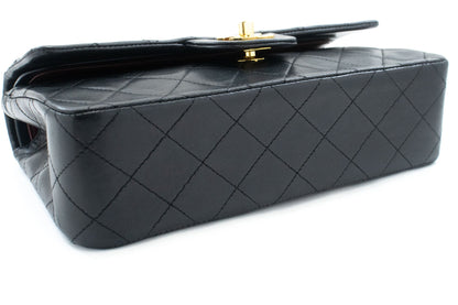 Second hand Chanel Classic Double Flap Small Lambskin Leather Matelassè Shoulder Bag Black - Tabita Bags