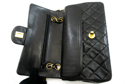 Second hand Chanel Classic Double Flap Small Lambskin Leather Matelassè Shoulder Bag Black - Tabita Bags