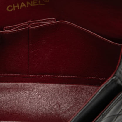 Second hand Chanel Classic Double Flap Small Lambskin Leather Matelassè Shoulder Bag Black - Tabita Bags