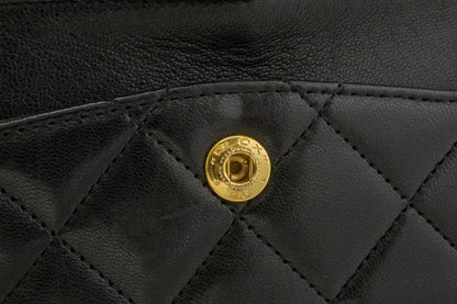 Second hand Chanel Classic Double Flap Small Lambskin Leather Matelassè Shoulder Bag Black - Tabita Bags