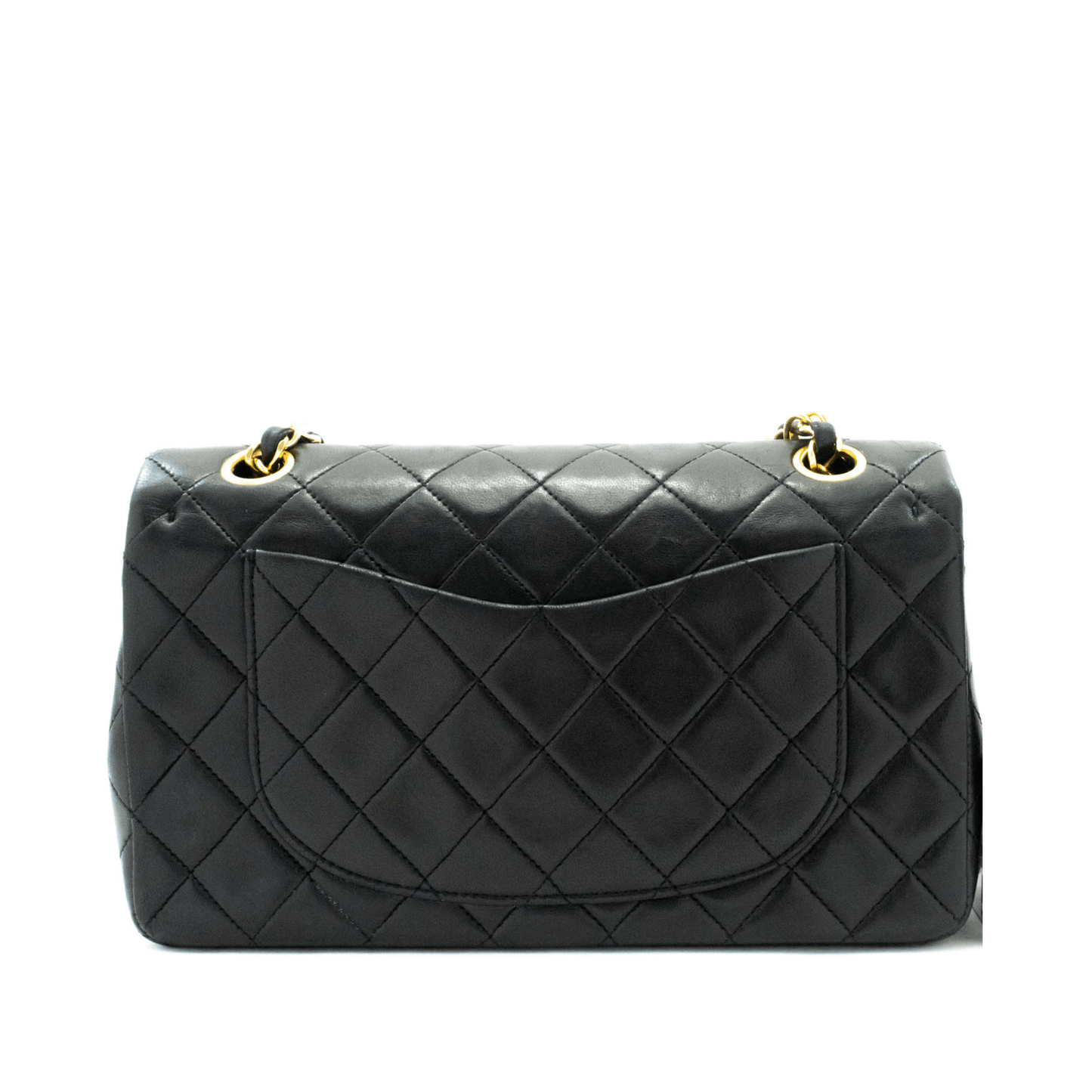 Second hand Chanel Classic Double Flap Small Lambskin Leather Matelassè Shoulder Bag Black - Tabita Bags