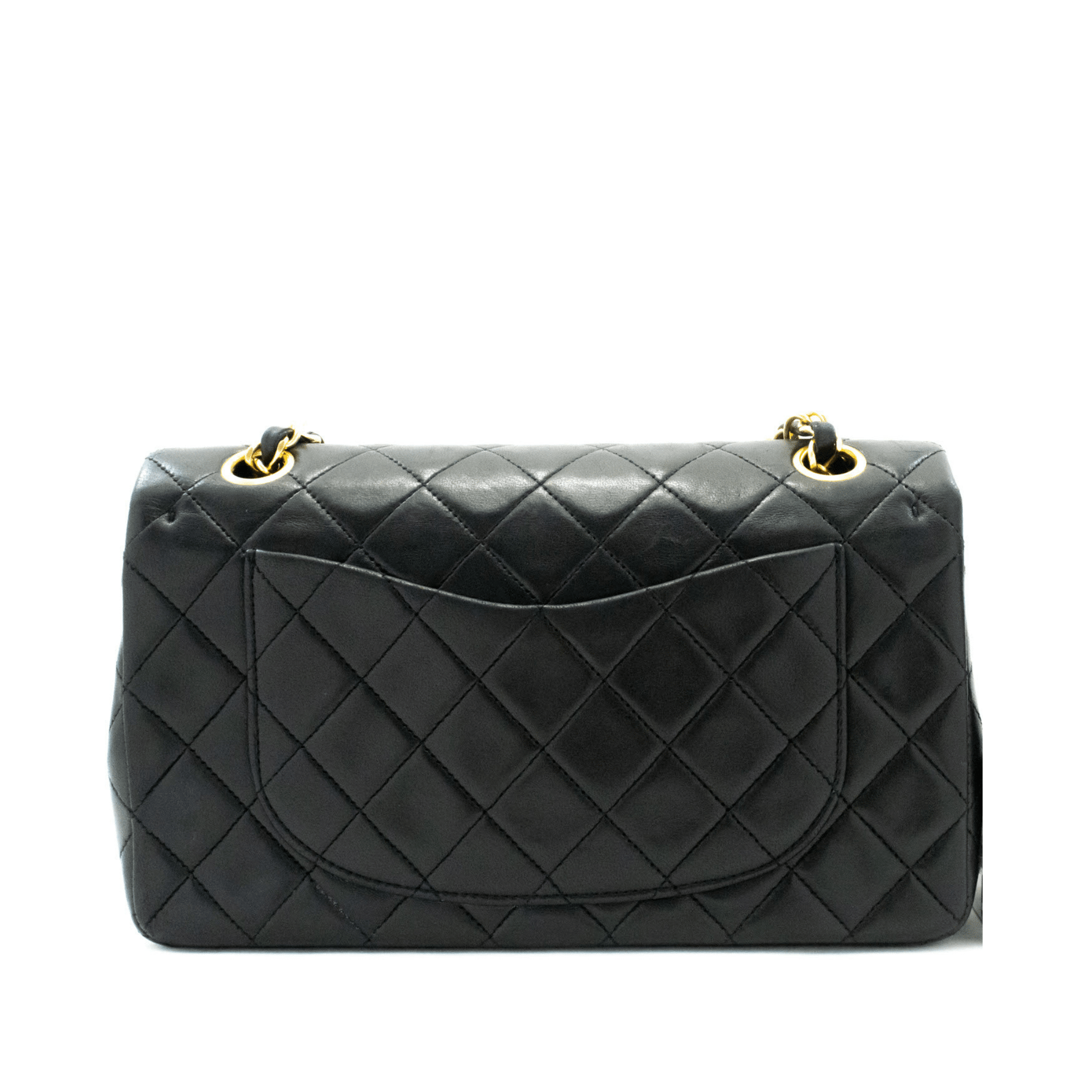 Second hand Chanel Classic Double Flap Small Lambskin Leather Matelassè Shoulder Bag Black - Tabita Bags