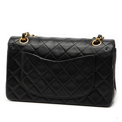 Second hand Chanel Classic Double Flap Small Lambskin Leather Matelassè Shoulder Bag Black - Tabita Bags