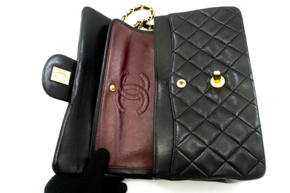 Second hand Chanel Classic Double Flap Small Lambskin Leather Matelassè Shoulder Bag Black - Tabita Bags