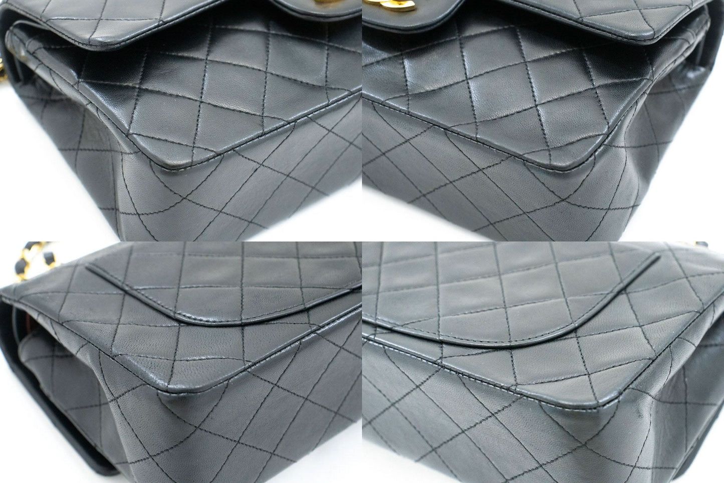 Second hand Chanel Classic Double Flap Small Lambskin Leather Matelassè Shoulder Bag Black - Tabita Bags
