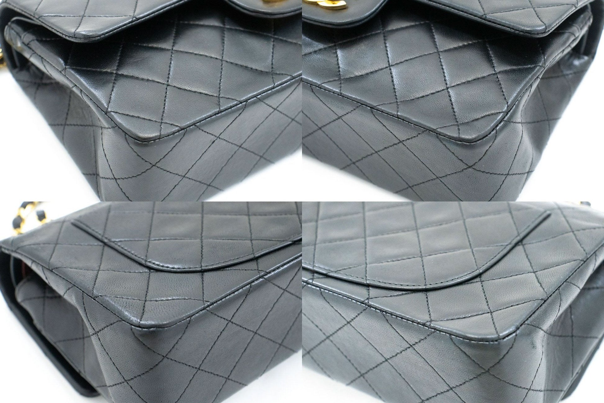 Second hand Chanel Classic Double Flap Small Lambskin Leather Matelassè Shoulder Bag Black - Tabita Bags