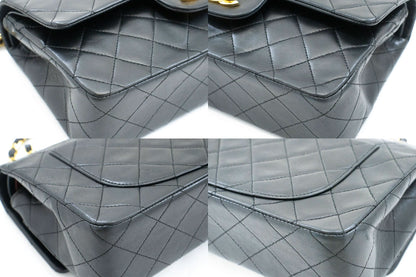 Second hand Chanel Classic Double Flap Small Lambskin Leather Matelassè Shoulder Bag Black - Tabita Bags