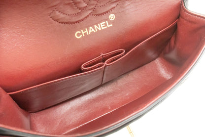 Second hand Chanel Classic Double Flap Small Lambskin Leather Matelassè Shoulder Bag Black - Tabita Bags
