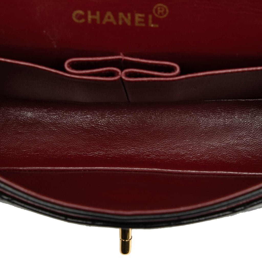 Second hand Chanel Classic Double Flap Small Lambskin Leather Matelassè Shoulder Bag Black - Tabita Bags