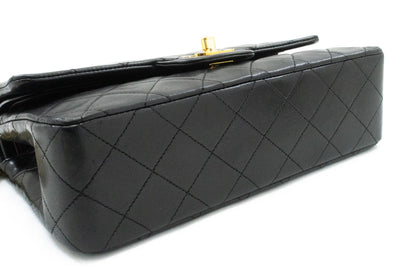 Second hand Chanel Classic Double Flap Small Lambskin Leather Matelassè Shoulder Bag Black - Tabita Bags