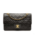 Second hand Chanel Classic Double Flap Small Lambskin Leather Matelassè Shoulder Bag Black - Tabita Bags