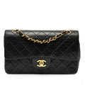 Second hand Chanel Classic Double Flap Small Lambskin Leather Matelassè Shoulder Bag Black - Tabita Bags
